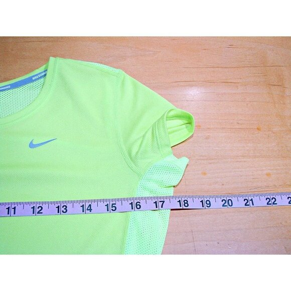 Nike Womens Neon Yellow Dri-Fit Short Sleeve Activewear Pullover T-Shirt Size S - Picture 5 of 9